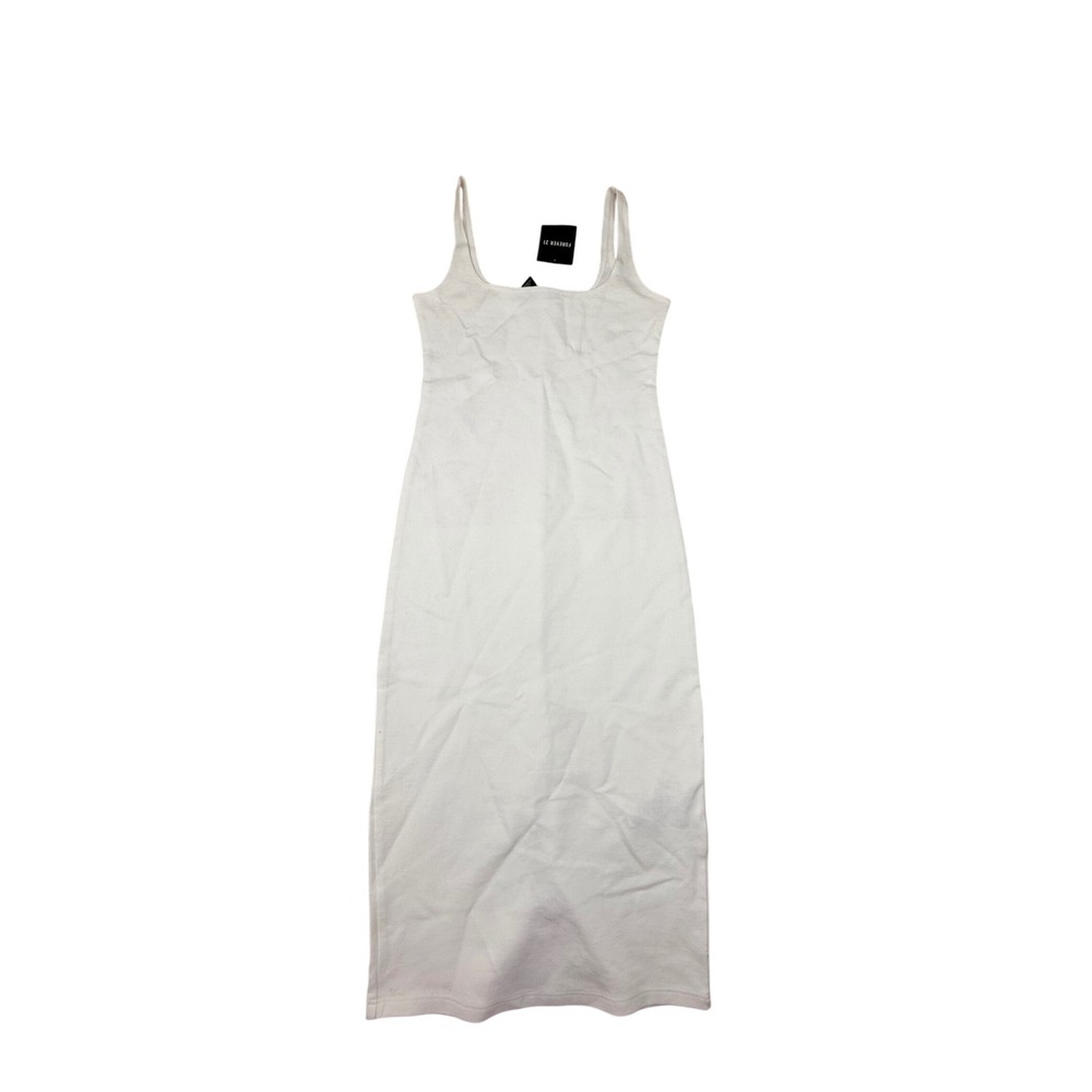 Forever‎ 21 Womens White Knit Midi Dress Square Neck Bodycon Size S NWT